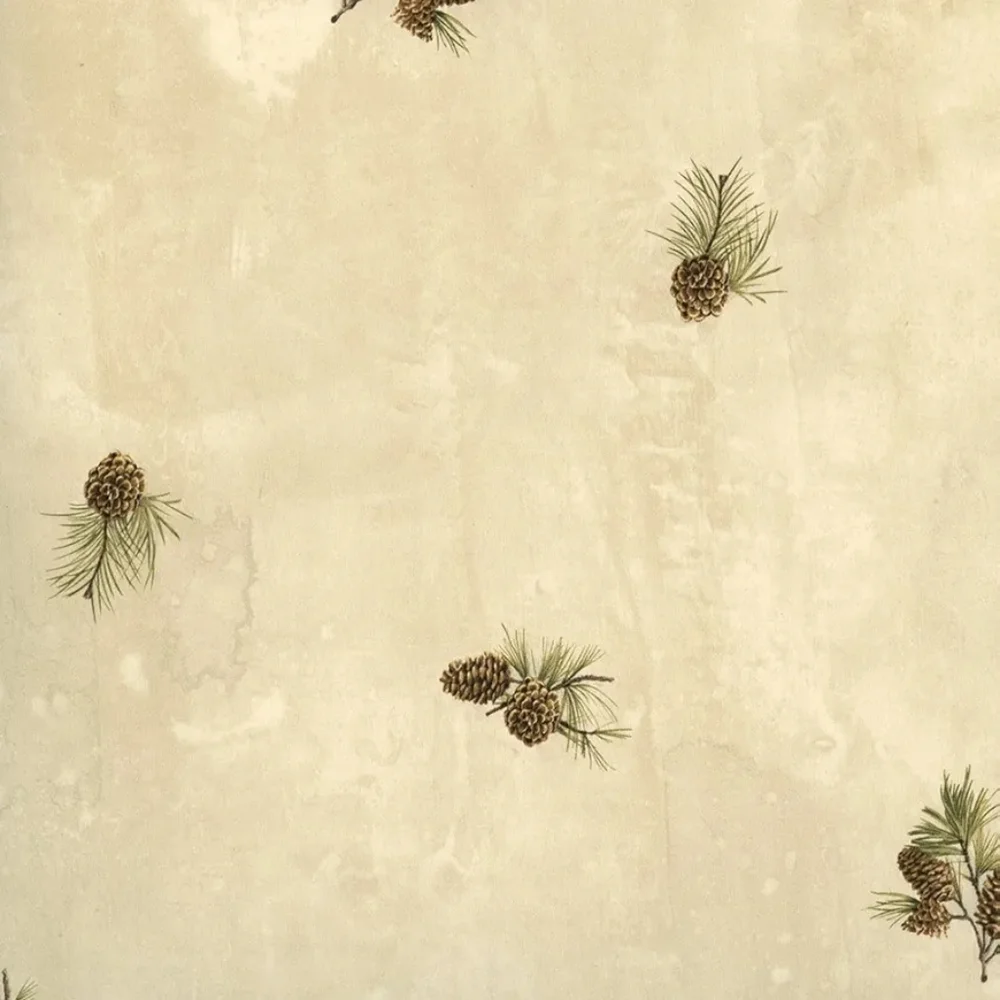 Wallpaper Brantley Beige Pinecone Toss Lodge Rustic